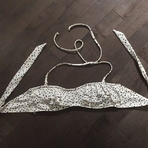 White/Cream Ruffle and Polka-Dot Swimuit Top